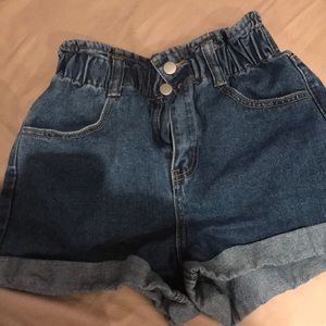 paper bag jean shorts